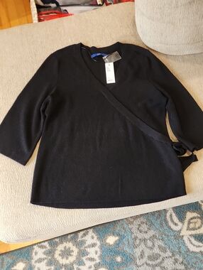 Apt. 9 Black Wrap Style V-Neck Sweater Size XL